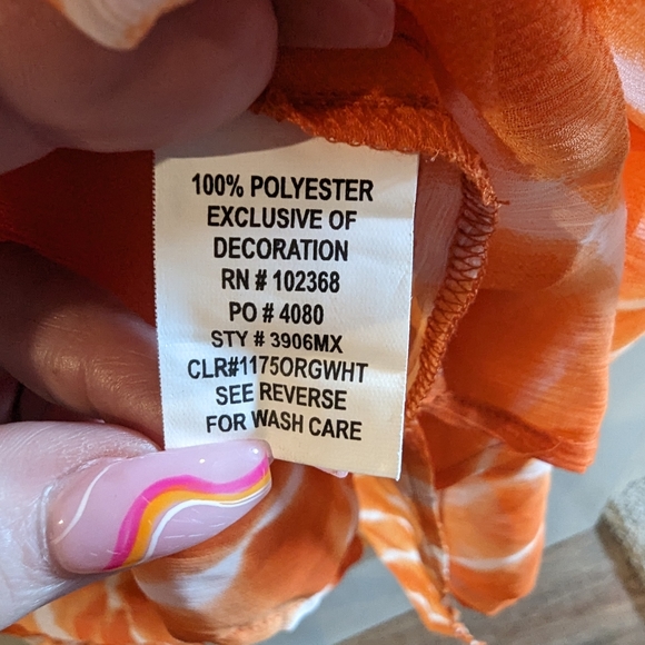 Spiggia Dolce kaftan/swim suit coverup  Orange/White w beautiful beading XL - Picture 8 of 9